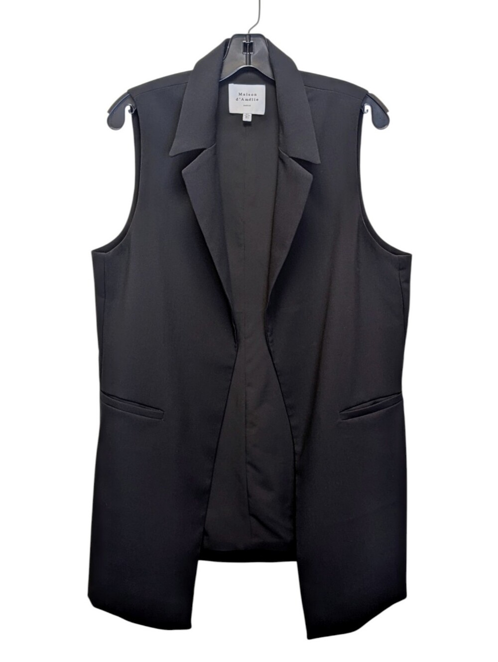 Maison d’Amélie Paris Longline Sleeveless Blazer Vest Black L